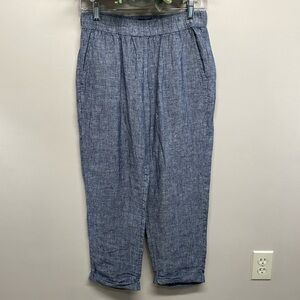 RACHEL Rachel Roy 100% Linen Elastic Waist Cuffed Straight Leg Pants S